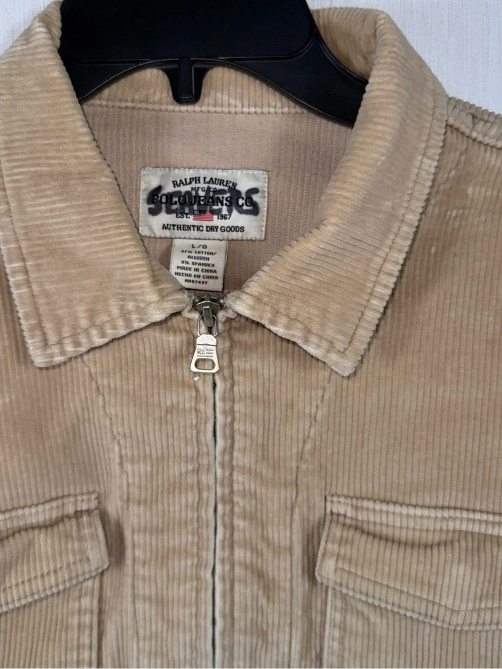 Vintage Women’s Ralph Lauren Tan Corduroy Zip Jacket Pockets crop - Picture 3 of 8